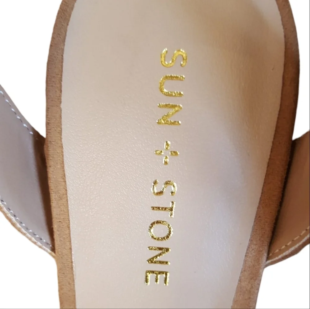 Sun + Stone, Heel Shoes Size 9.5 Brown Womens Dress Sandals Suede Platform